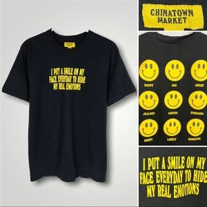 EUC Chinatown Market T-shirt Men’s M “Smile to Hide My Emotions” Smiley Face